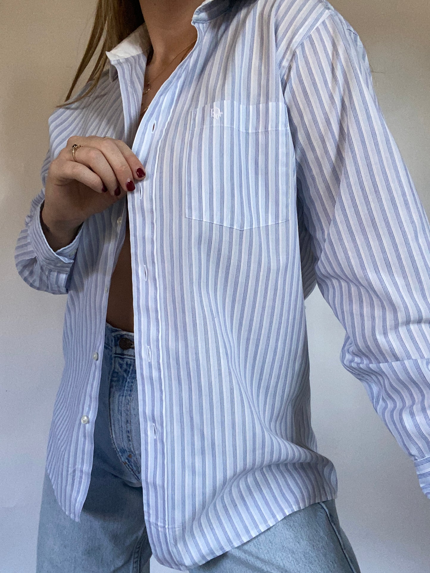 Christian Dior Logo Striped Button Up Size S/M