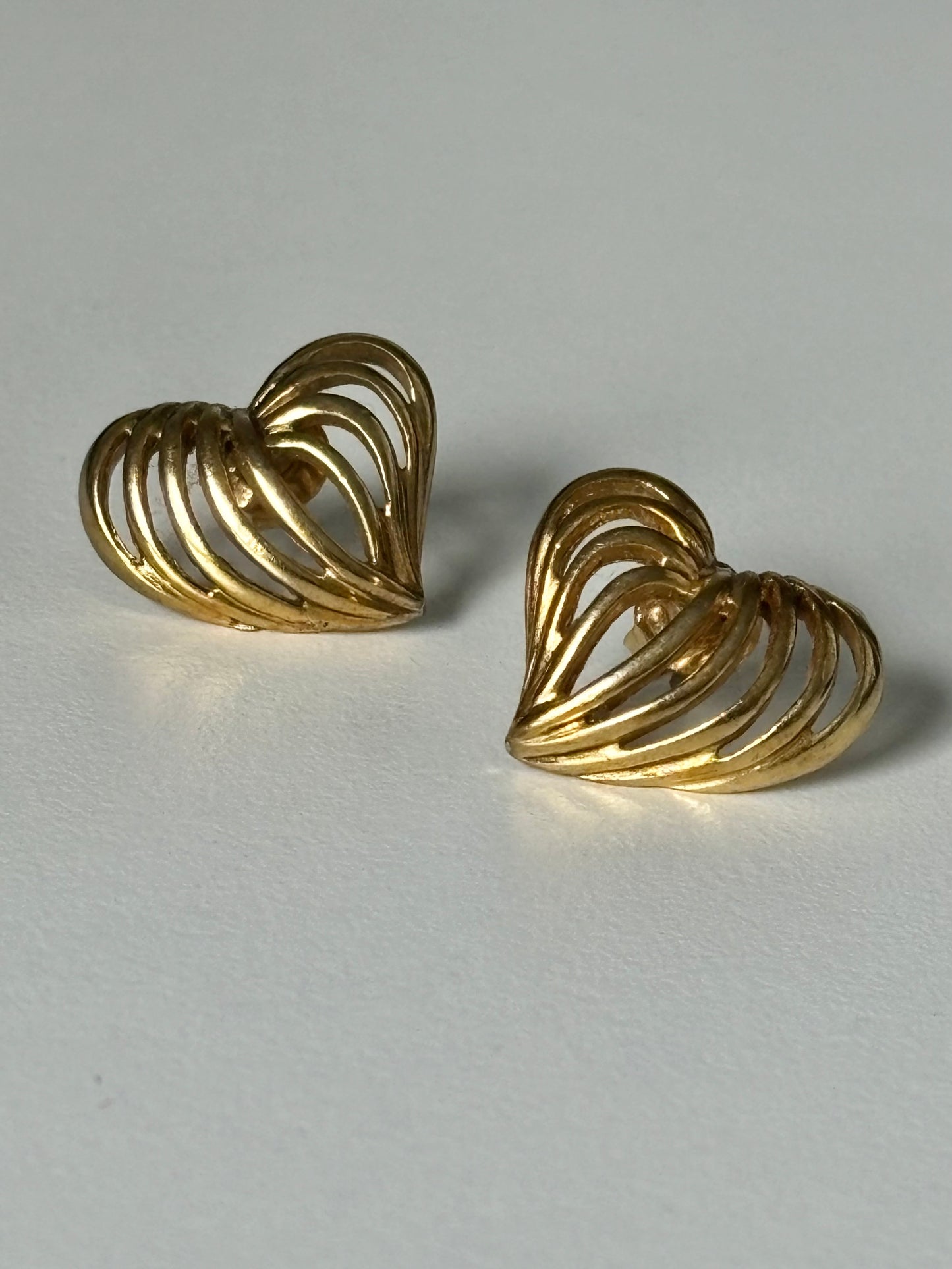 Gold Tone Heart Earrings