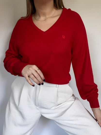 Christian Dior Logo Red Sweater Size S