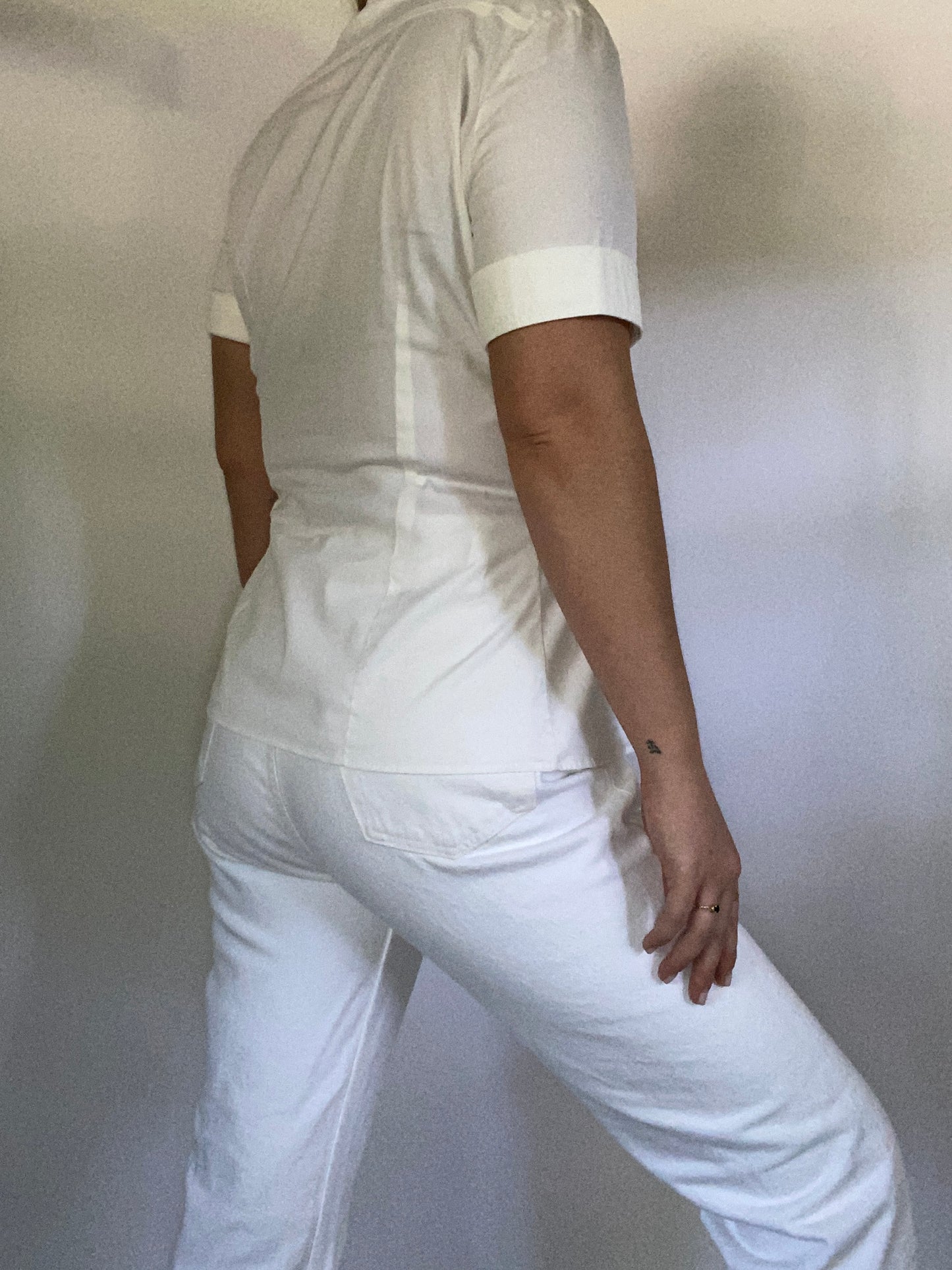 Gucci Tom Ford Era Cotton Pleated Blouse with Logo Hardware Size M/L