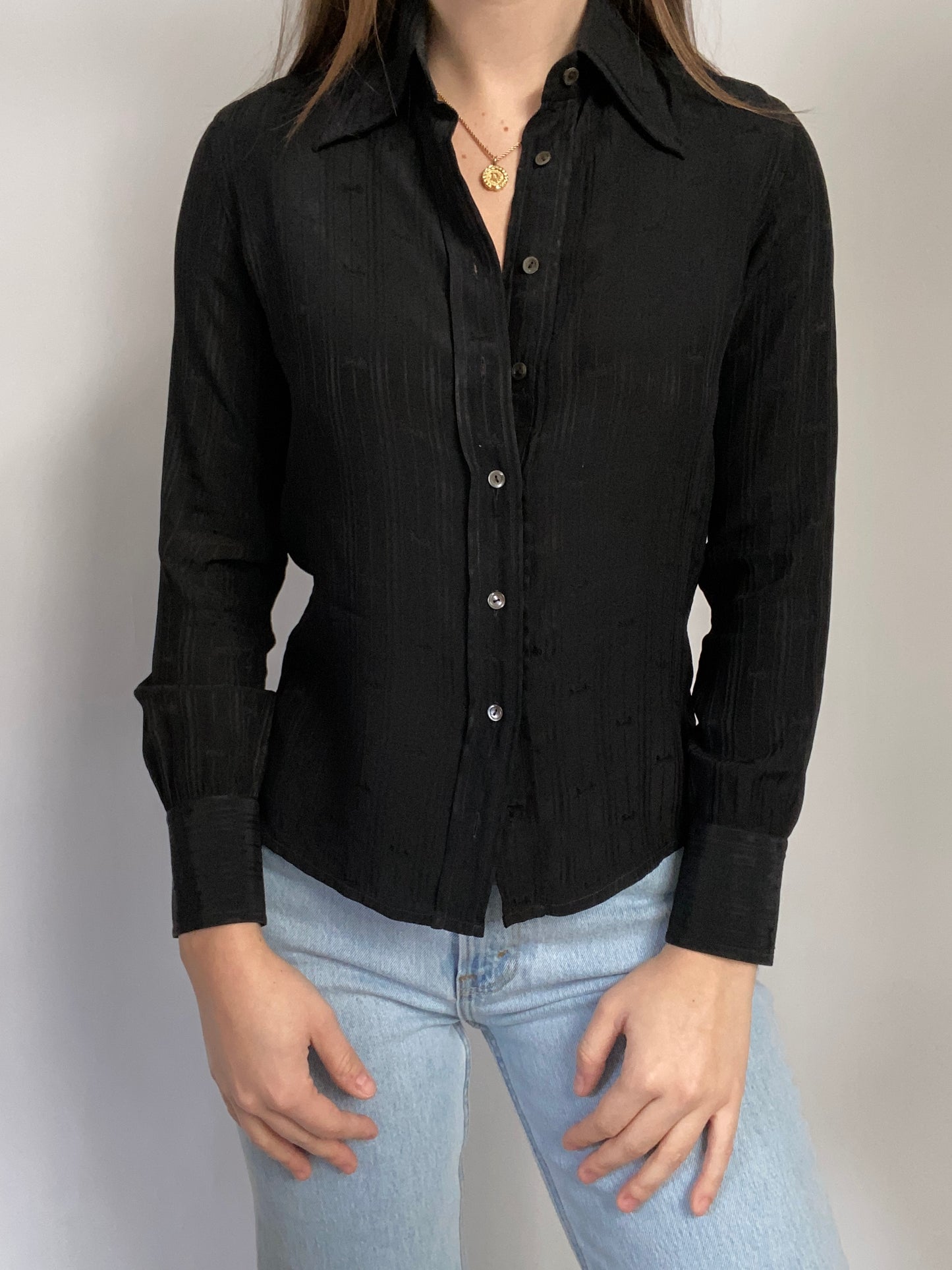 Celine Logo Silk Long Sleeve Size S/M