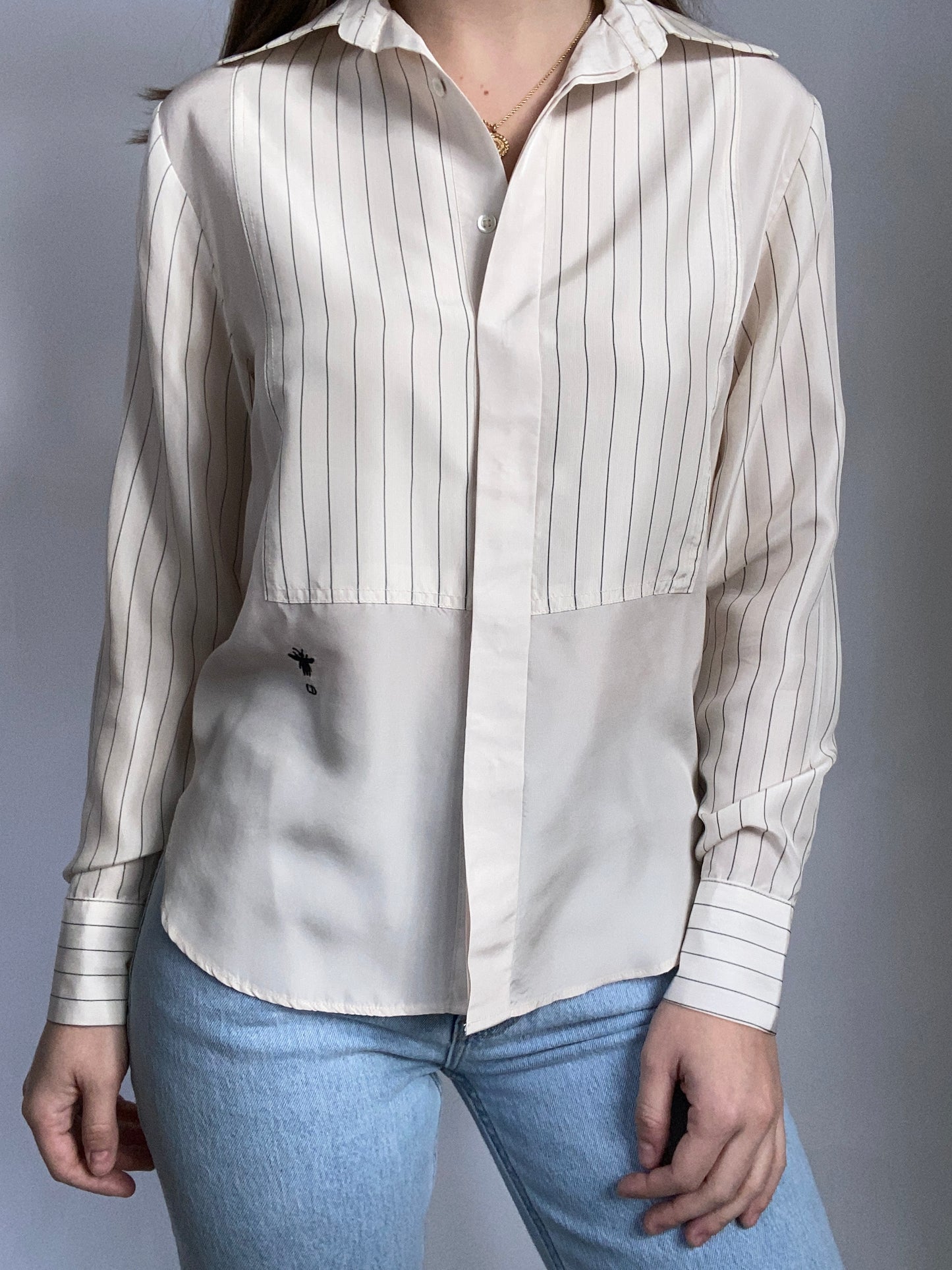 Christian Dior Logo Silk Button Up Size 4