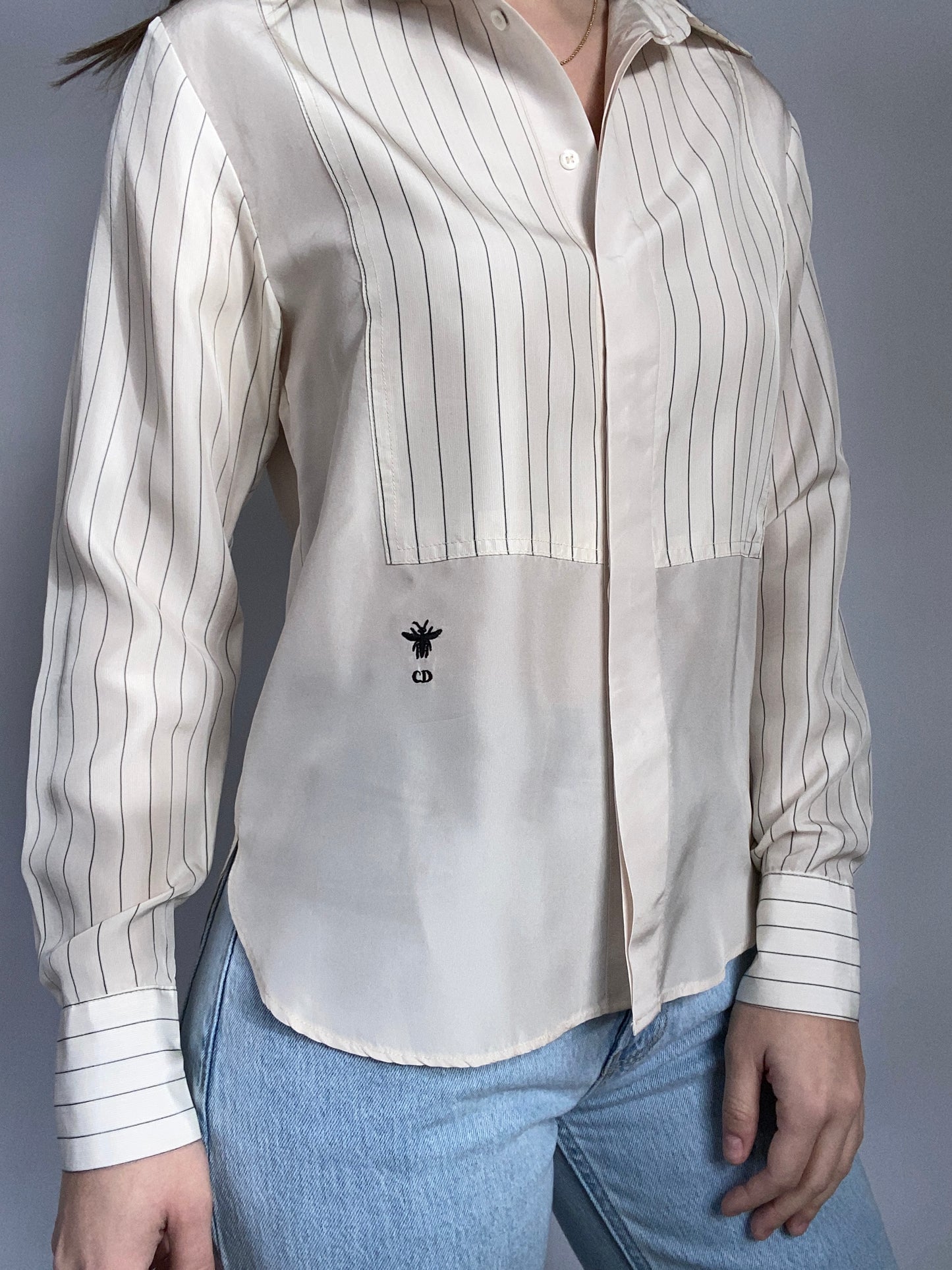 Christian Dior Logo Silk Button Up Size 4