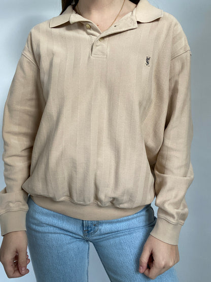 Yves Saint Laurent Beige Polo Pullover Sweater Size S/M