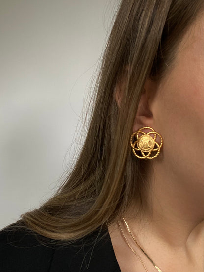 Rare Celine Triomphe Logo Earrings