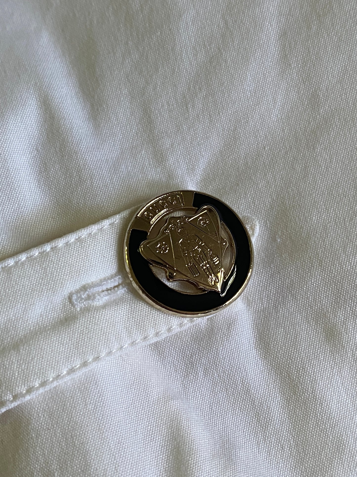 Gucci Tom Ford Era Cotton Pleated Blouse with Logo Hardware Size M/L
