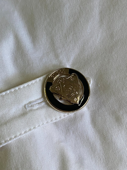 Gucci Tom Ford Era Cotton Pleated Blouse with Logo Hardware Size M/L