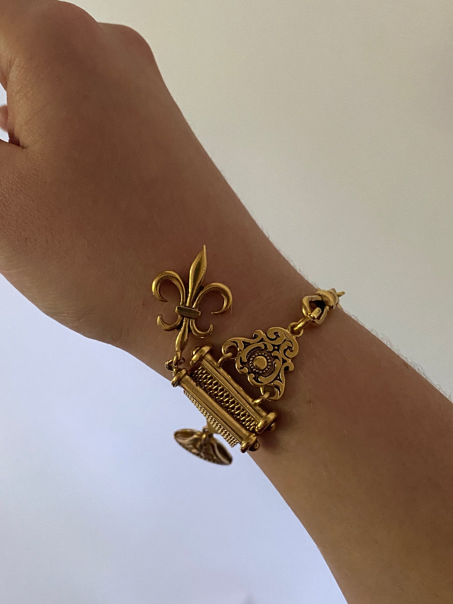 Rare Vintage Ralph Lauren Gold Mesh Charm Bracelet