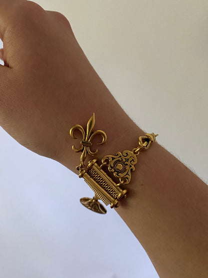 Rare Vintage Ralph Lauren Gold Mesh Charm Bracelet