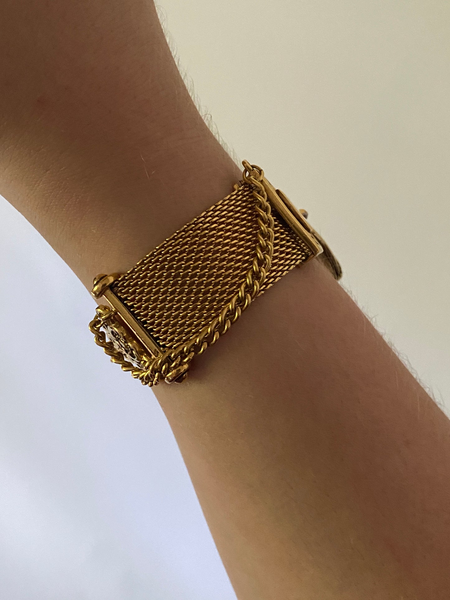 Rare Vintage Ralph Lauren Gold Mesh Charm Bracelet