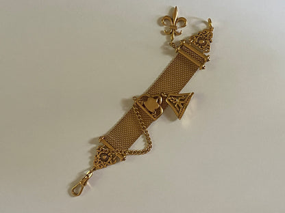 Rare Vintage Ralph Lauren Gold Mesh Charm Bracelet