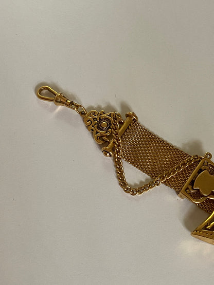 Rare Vintage Ralph Lauren Gold Mesh Charm Bracelet