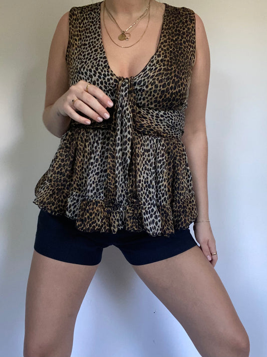 Dolce & Gabbana Leopard Print Silk Tank Size M