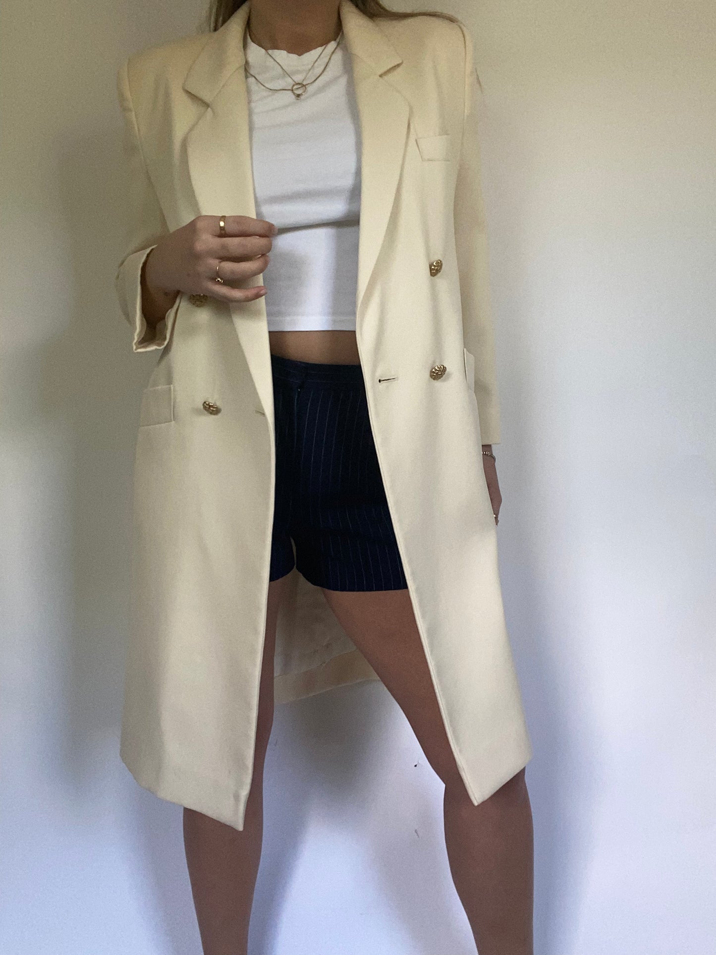 Ivory Double Breasted Trench Size S/M