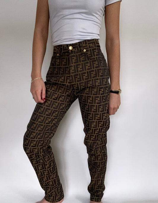 Fendi Monogram Logo Pants Size 26