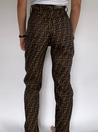 Fendi Monogram Logo Pants Size 26