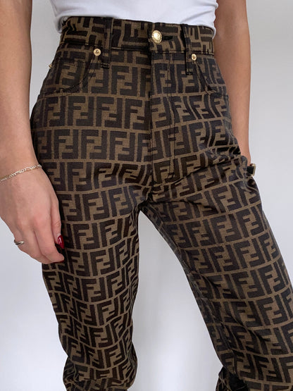Fendi Monogram Logo Pants Size 26