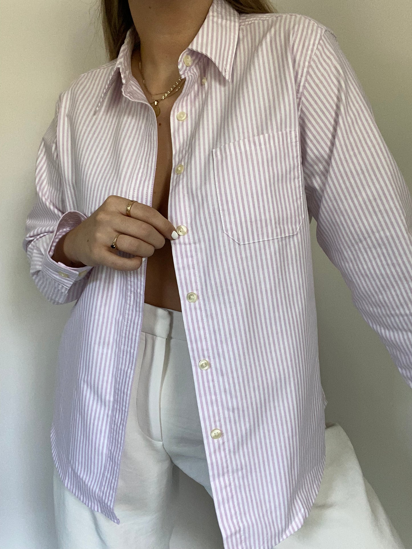 Classic Pinstriped Essential Button Up Size M