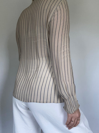 Giorgio Armani Pinstriped Button Up Blouse Size S/M