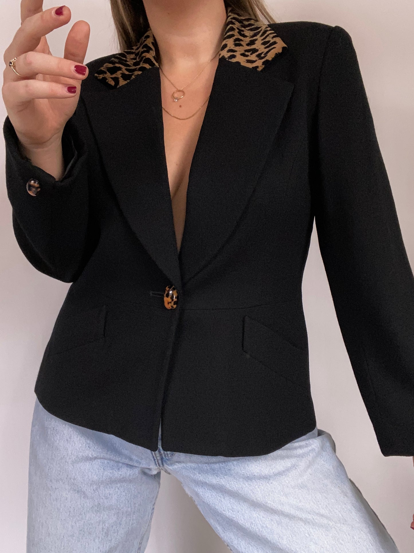 Christian Dior Leopard Accent Blazer Size L