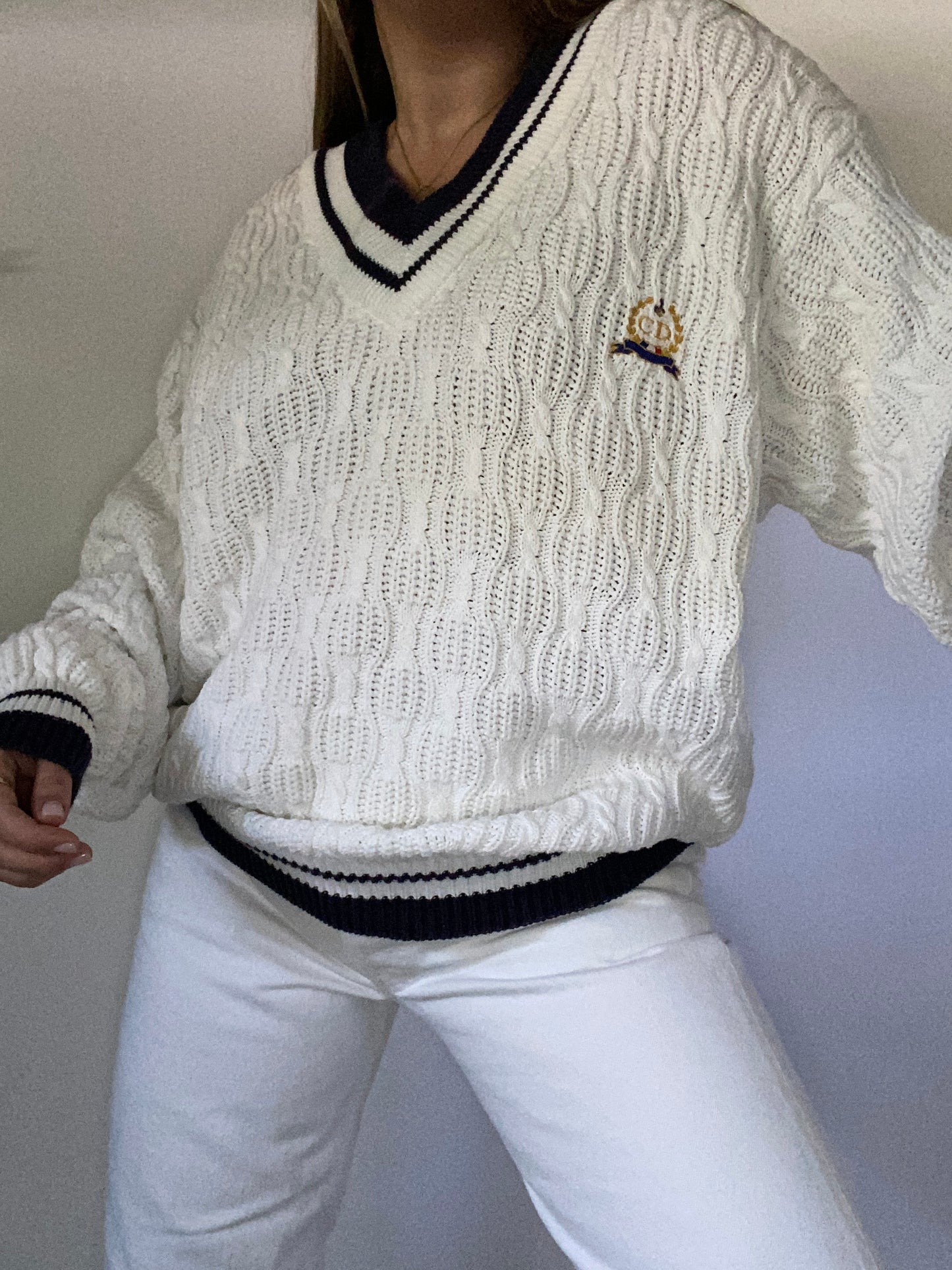 Christian Dior V Neck Knit Sweater Size L/XL