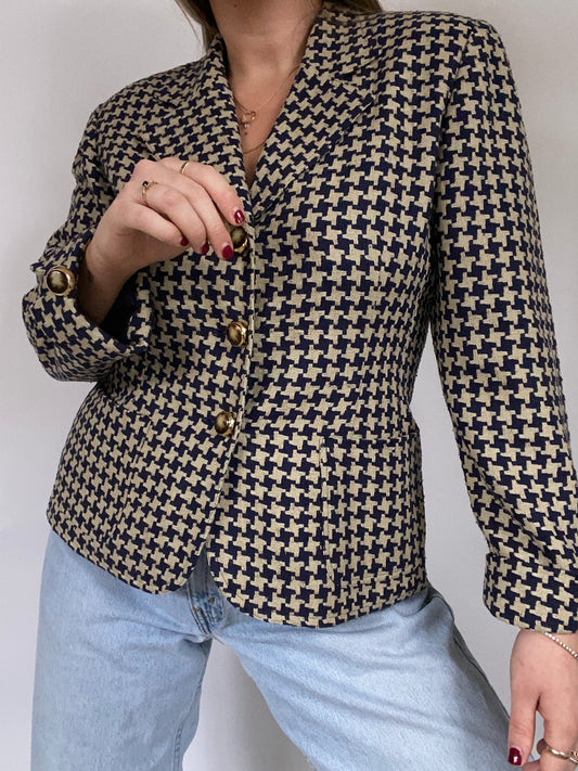 Christian Dior Houndstooth Blazer Jacket L