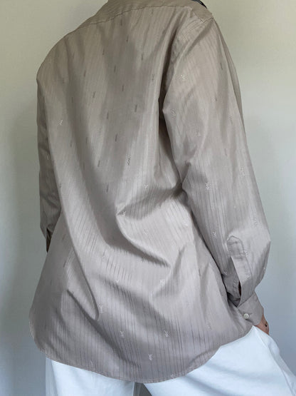Yves Saint Laurent Monogram Logo Taupe Button Up Size S/M