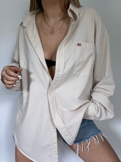 Ralph Lauren Beige Button Up Size L/XL