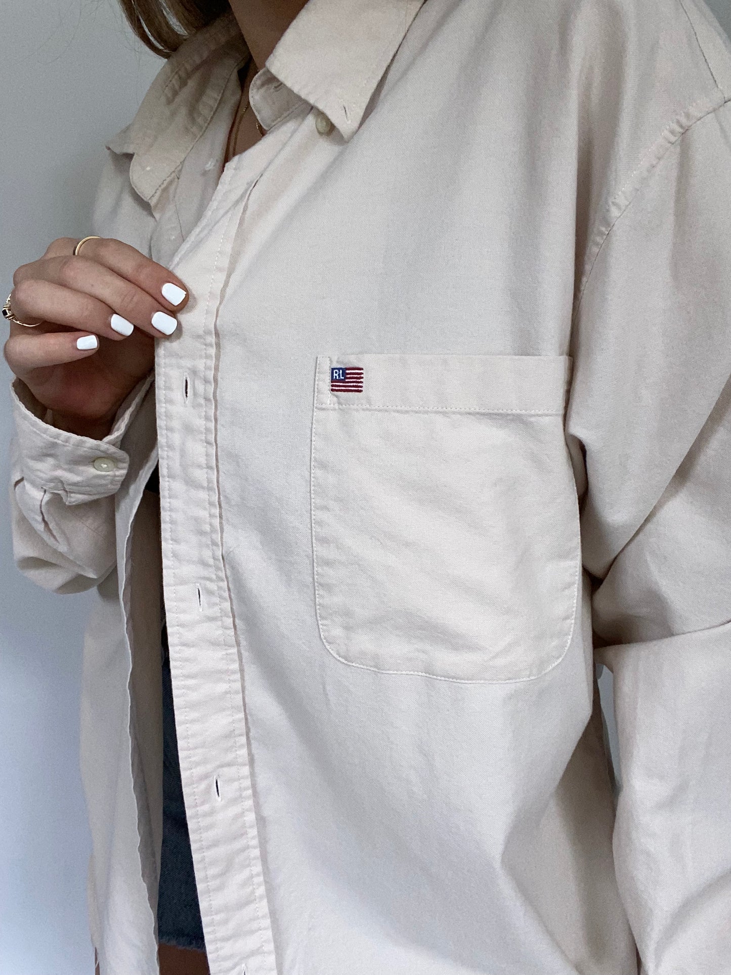 Ralph Lauren Beige Button Up Size L/XL