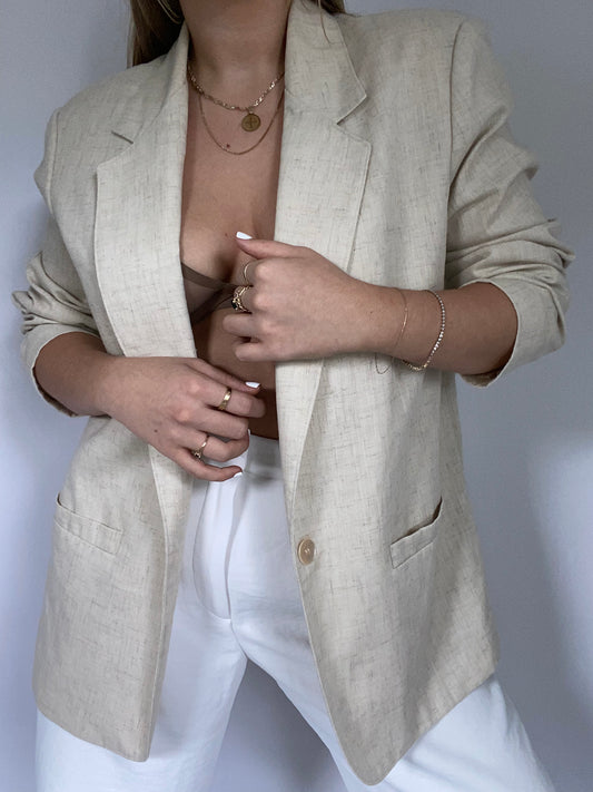 Beige Linen Suiting Blazer Size M/L