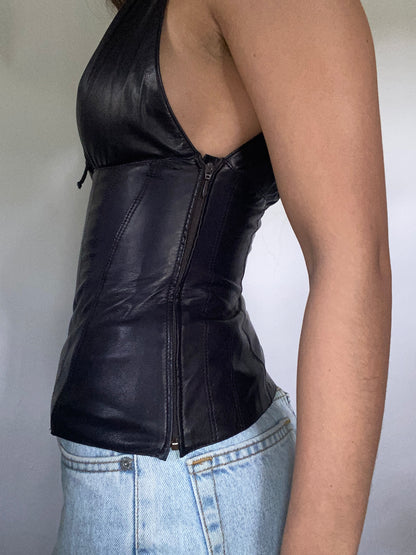 Gucci Tom Ford Era Ruched Leather Top Size XS