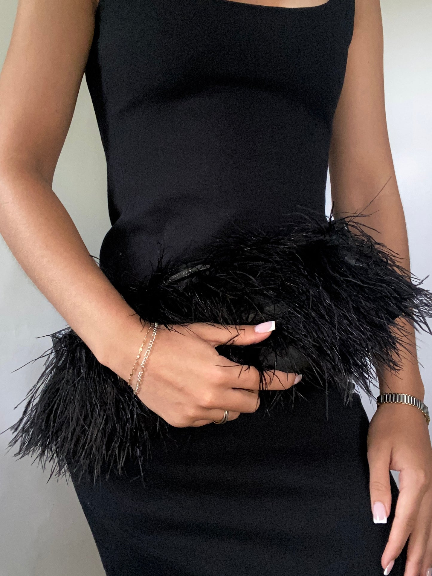 Black Feather Minaudiere Bag