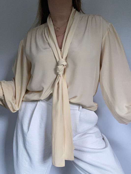 Saint Laurent Silk Tie Blouse Size M