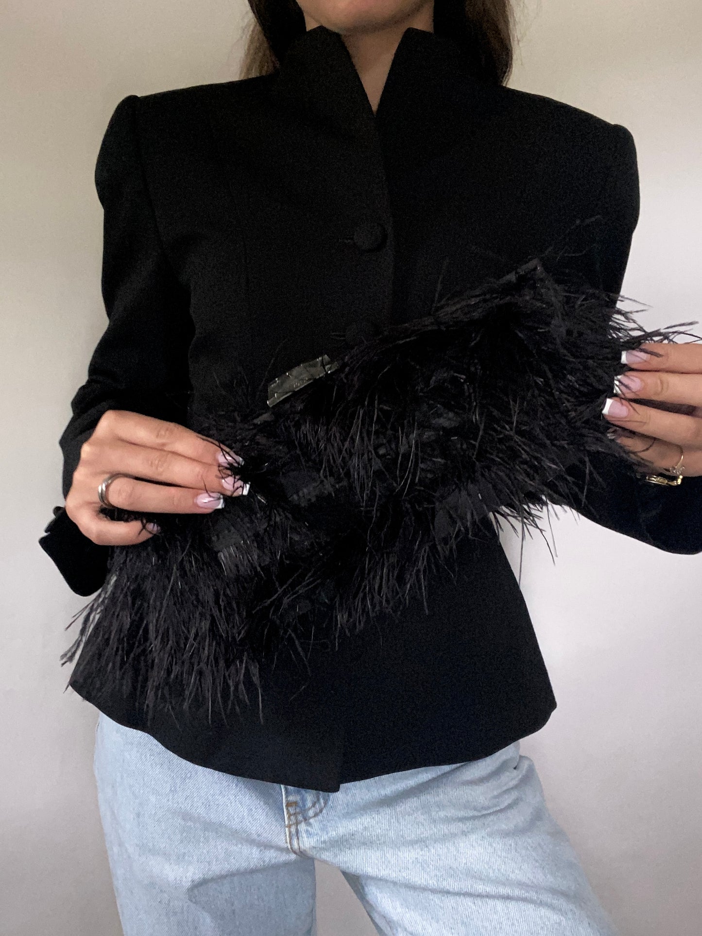 Black Feather Minaudiere Bag