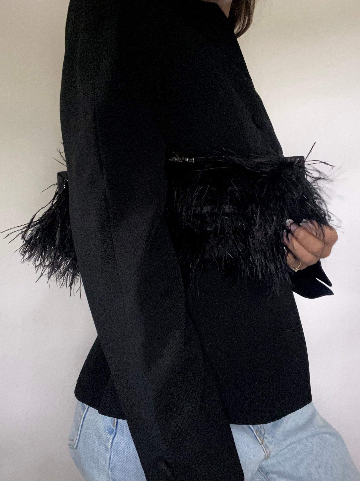 Black Feather Minaudiere Bag