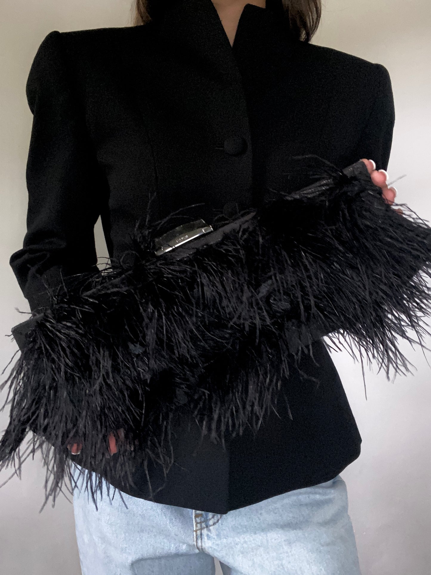 Black Feather Minaudiere Bag