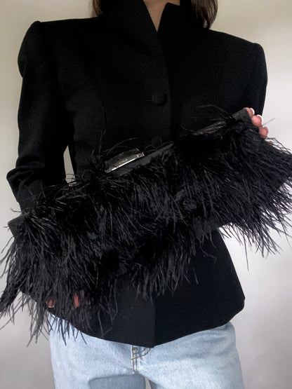 Black Feather Minaudiere Bag