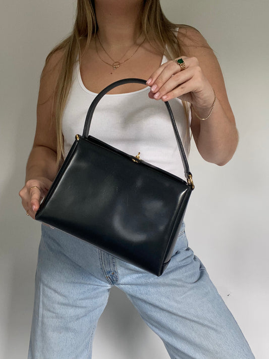 Gucci Navy Leather Turnlock Bag