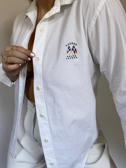 Ralph Lauren Textured White Button Up Size M