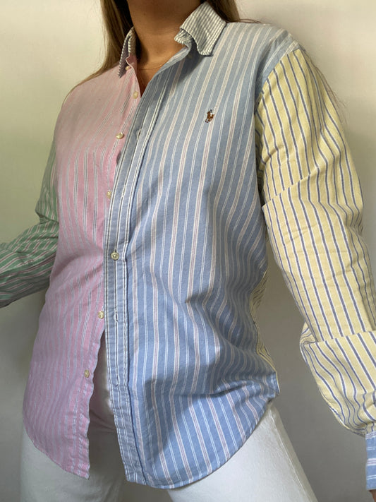 Polo Ralph Lauren Mixed Stripe Patchwork Button Down Size M