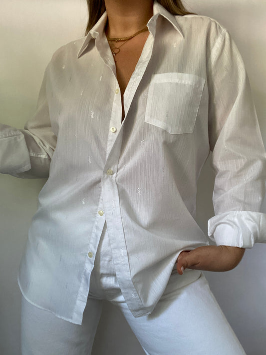 Yves Saint Laurent Monogram Logo Button Down Size M