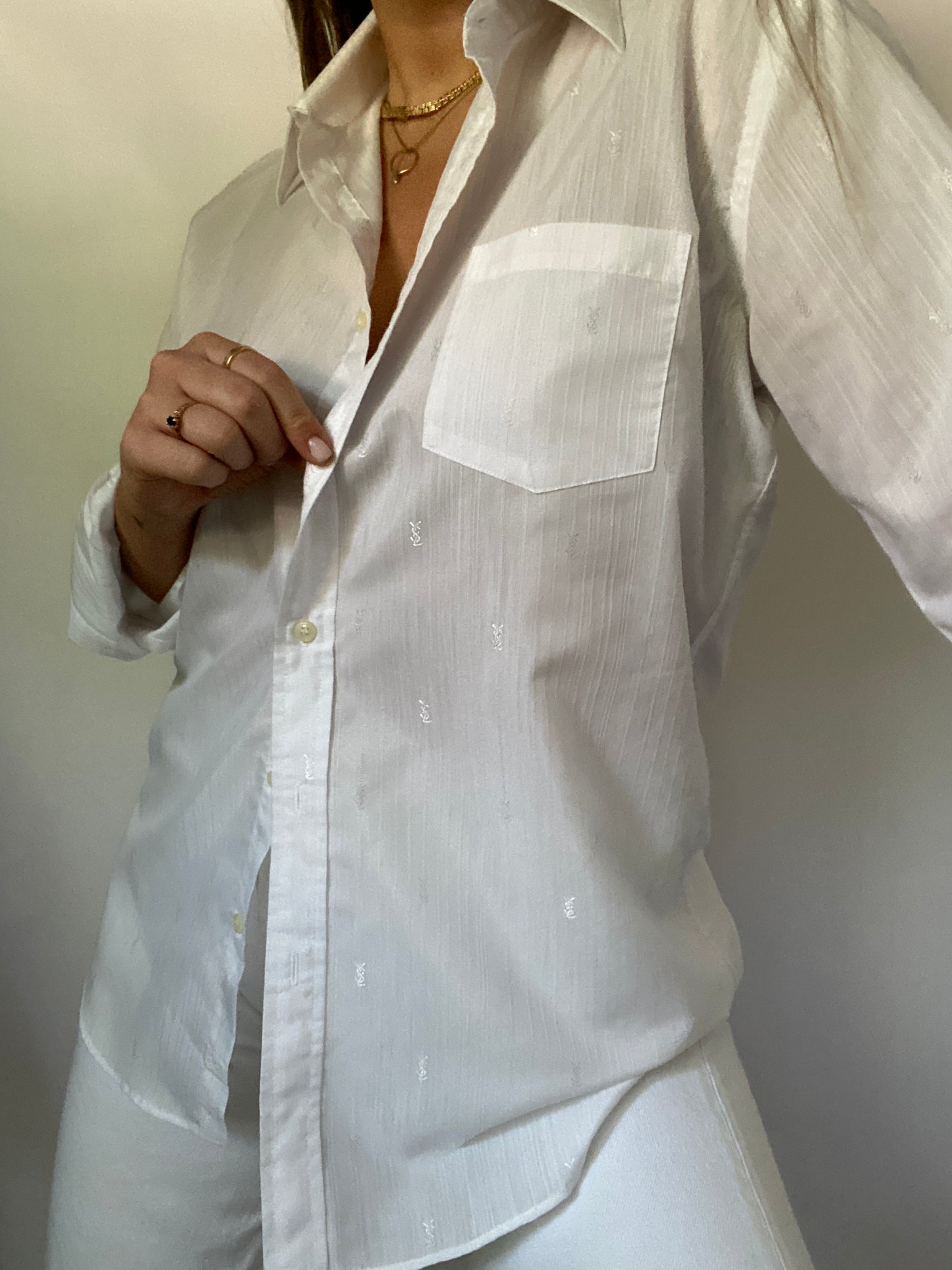 Yves Saint Laurent Monogram Logo Button Down Size M