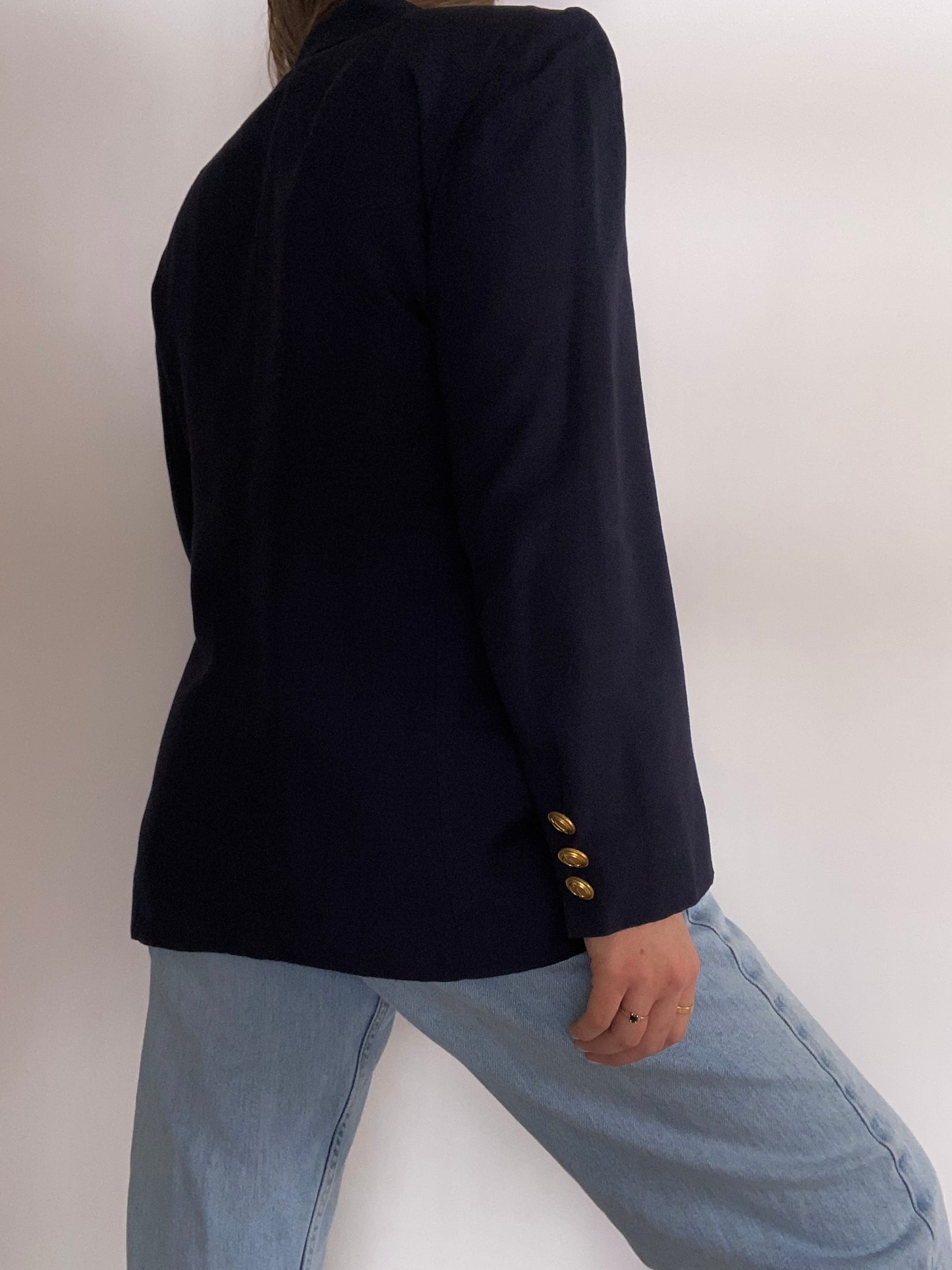 Christian Dior Logo Navy Double Breasted Blazer Size L