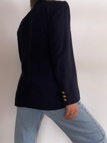 Christian Dior Logo Navy Double Breasted Blazer Size L