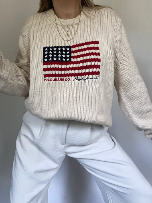 Ralph Lauren Knit Logo Crewneck Sweater Size L
