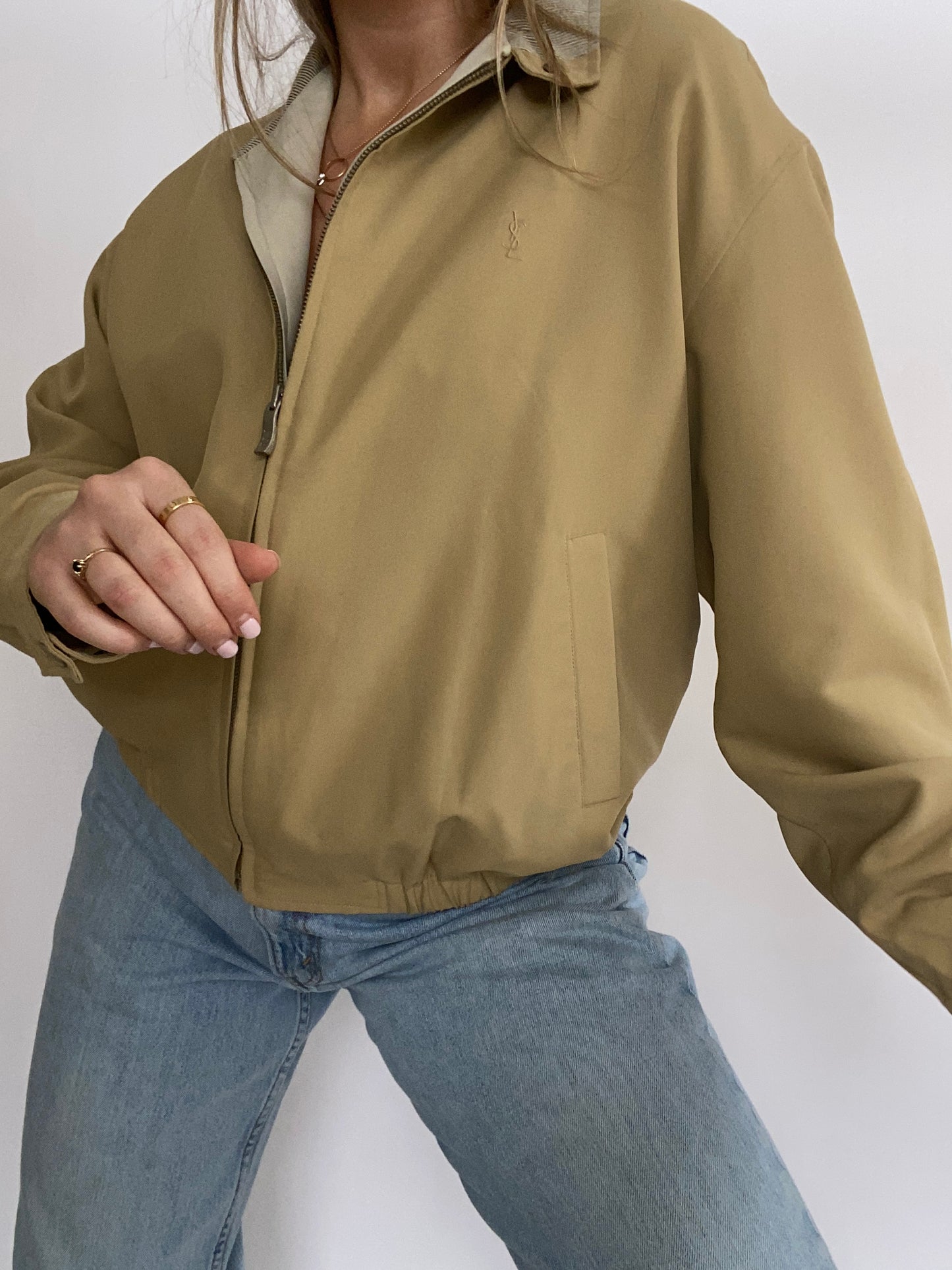 Yves Saint Laurent Logo Bomber Jacket Size S/M
