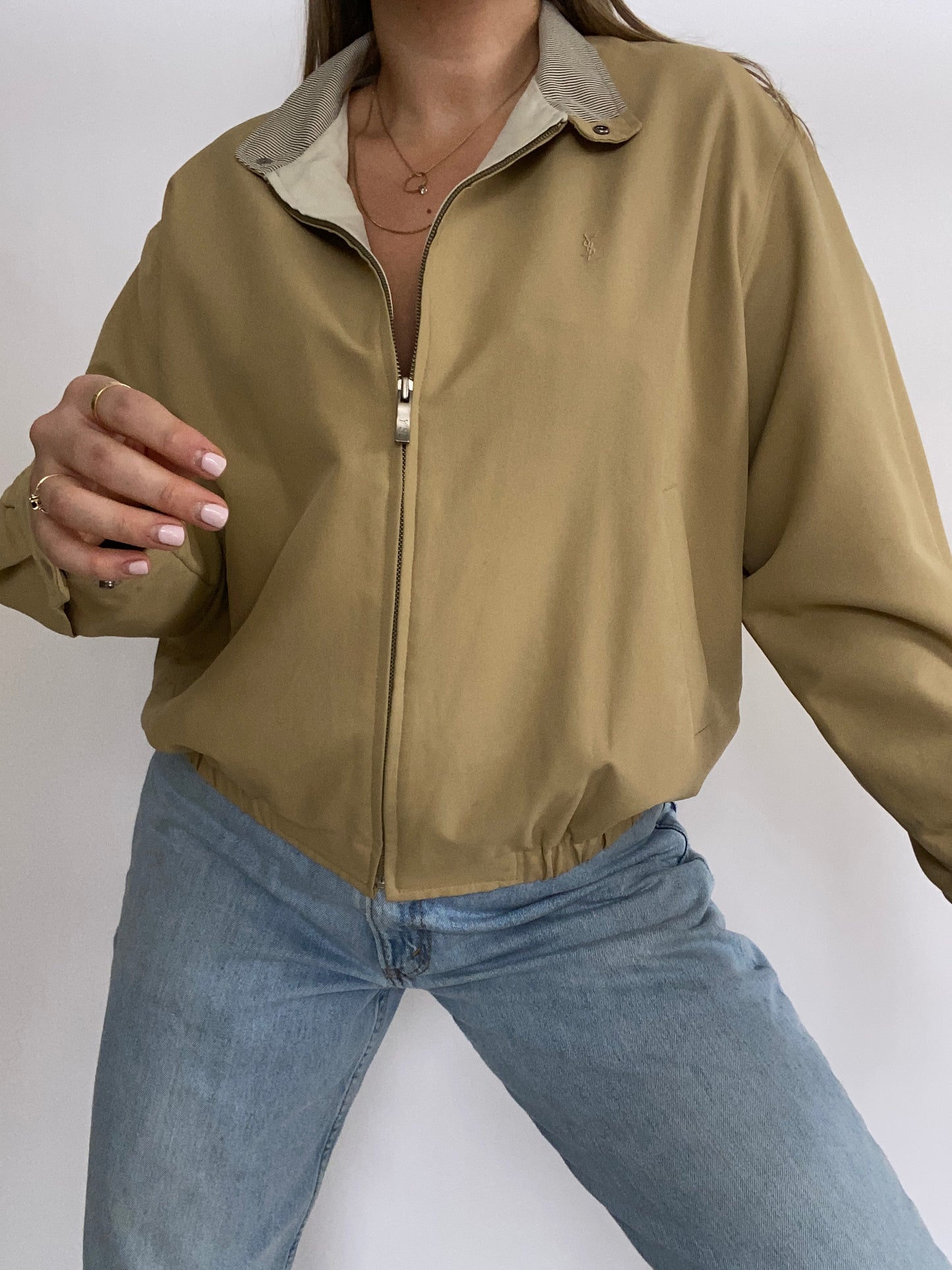 Yves Saint Laurent Logo Bomber Jacket Size S/M