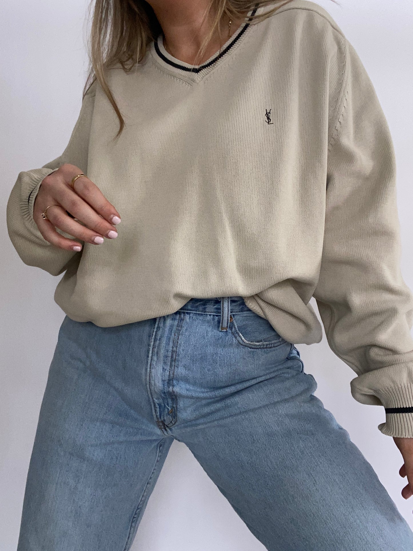 Yves Saint Laurent Logo Knit Sweater Size L/XL