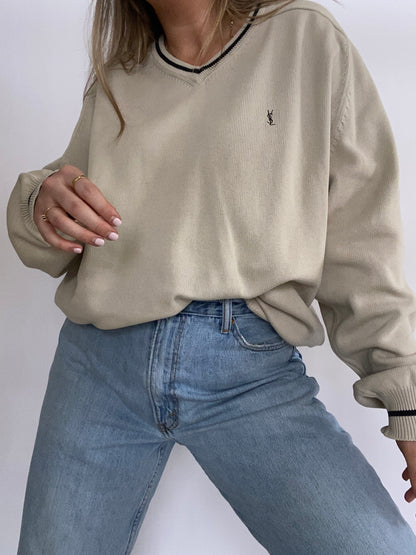 Yves Saint Laurent Logo Knit Sweater Size L/XL