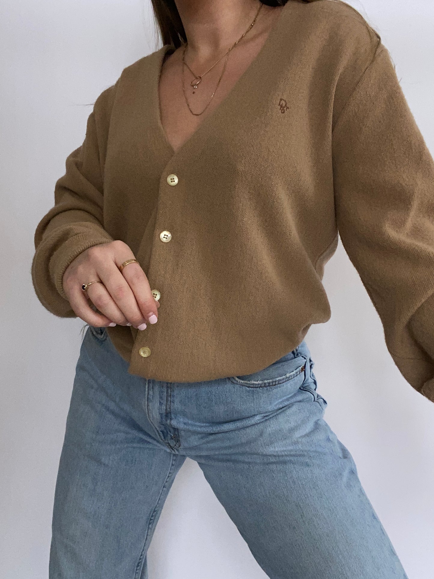 Christian Dior Logo Tan Cardigan Size M/L